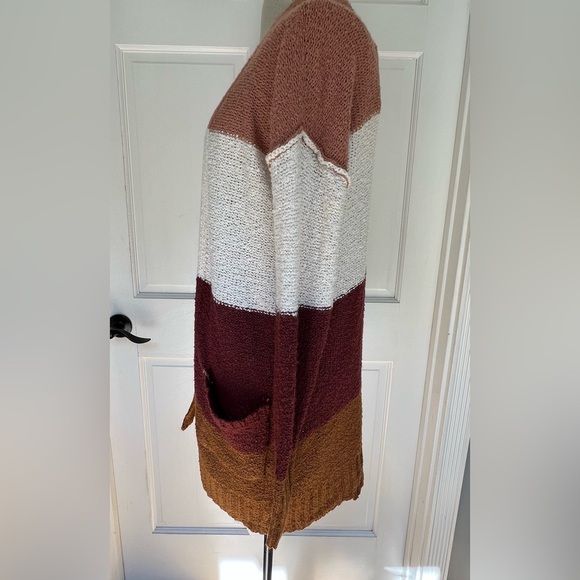 NWT Pink Rose Color block Open Front Cardigan size medium with pockets - Picture 2 of 7